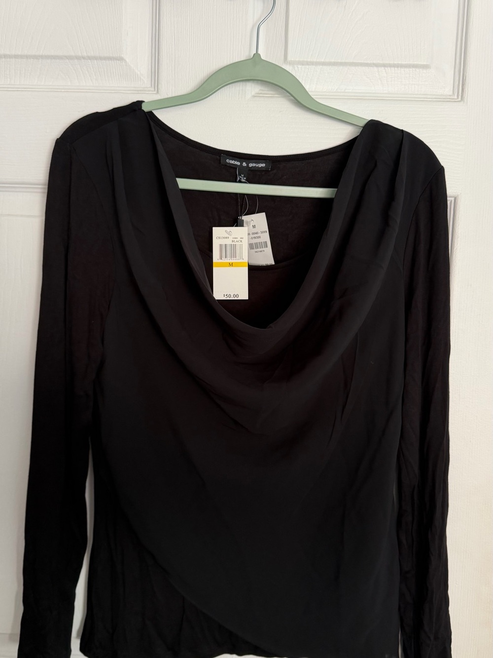 Black Cowl Neck Long Sleeve Top